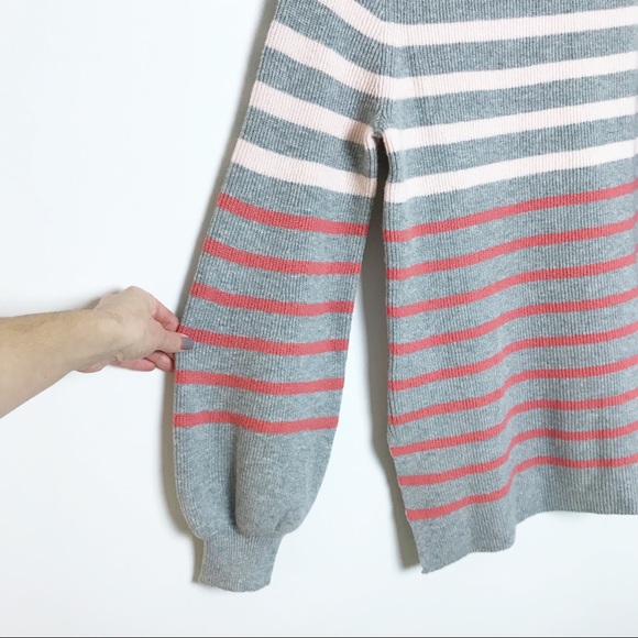 LOFT Striped Mock Neck Oversized Sweater - Picture 4 of 7